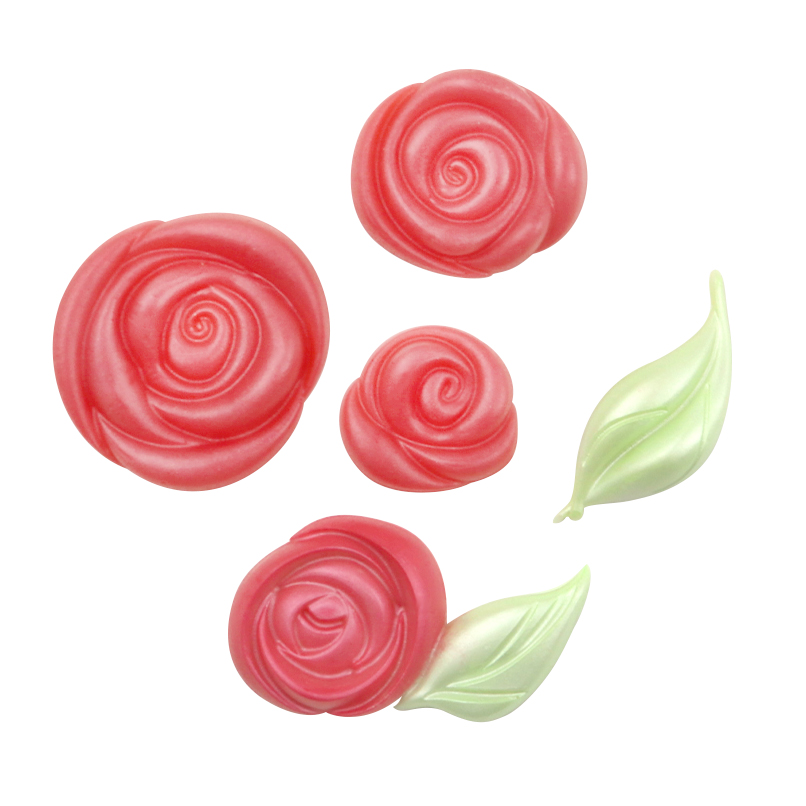 Molde de silicona con forma de rosas y hojas