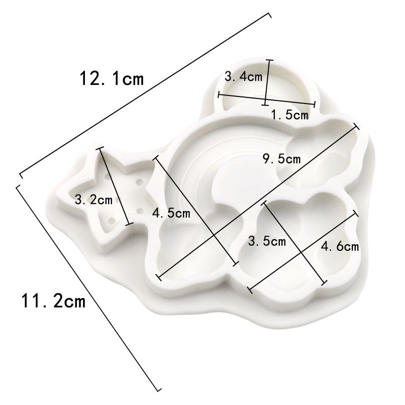 Molde de silicona con forma de arcoíris, estrella, nube y luna