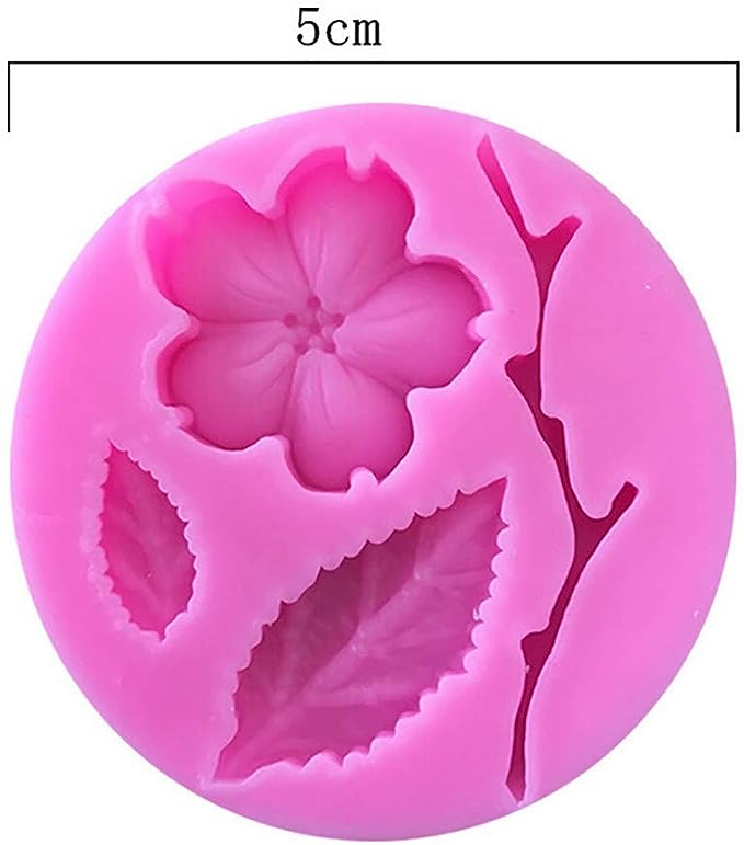 Molde de silicona de flor de cerezo con rama y pétalos 