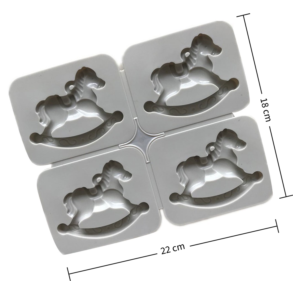 Set de 4 moldes de silicona con forma de caballito para jabones, velas y resina