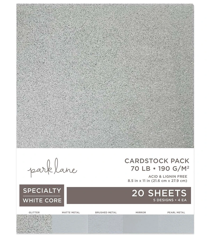 Park lane white core cardstock 70lb - 190 g/m2 (20 hojas) metálico