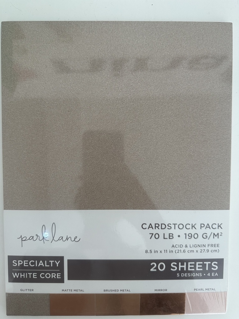 Park lane white core cardstock 70lb - 190 g/m2 (20 hojas) metal rosegold