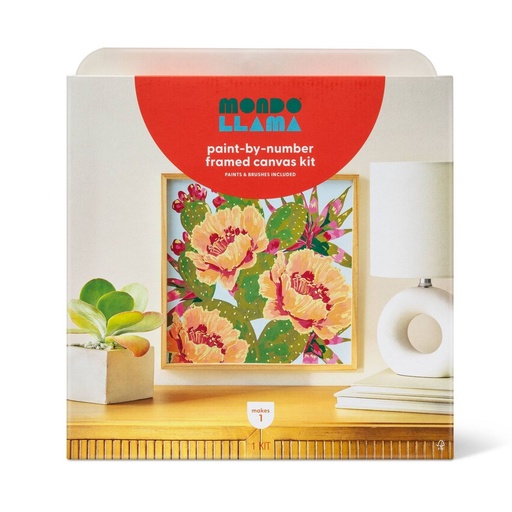 Mondo Llama Paint by number canvas kit de flores de cactus