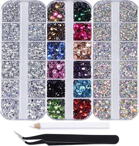 Set de 9500 diamantes de imitación termoadhesivos con pinza y bolígrafo de recolección